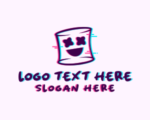 Face - Marshmallow Face Glitch logo design