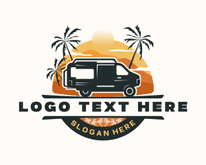 Beach - Van Travel Getaway logo design