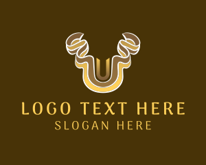 Brand - Gold Ribbon Letter U logo design