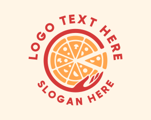On The Go - Fast Food Pizza Hand logo design