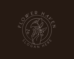 Flower Hand Rose logo design