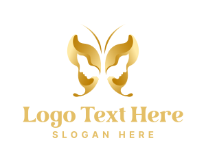 Negative Space - Gold Butterfly Woman logo design