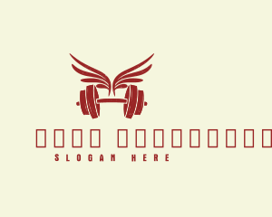 Fit - Wings Barbell Rustic logo design