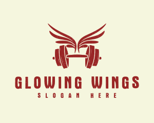 Wings Barbell Rustic logo design