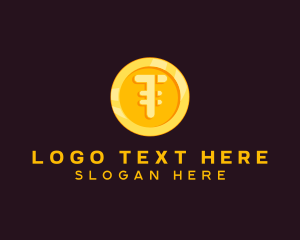 Bitcoin - Gold Coin Letter T logo design