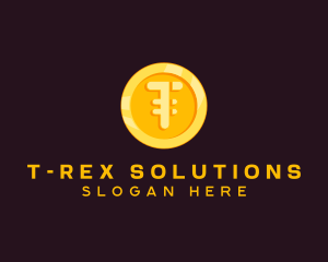 Gold Coin Letter T logo design