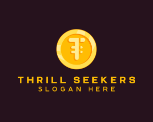 Gold Coin Letter T logo design