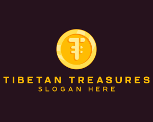 Gold Coin Letter T logo design