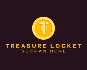 Gold Coin Letter T logo design