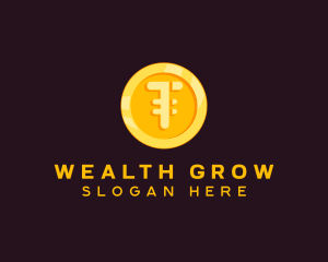 Investing - Gold Coin Letter T logo design