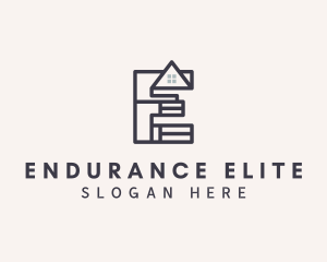 House Roof Letter E logo design