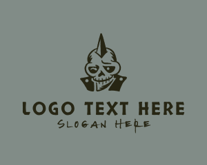 Monochrome - Punk Skull Thug logo design