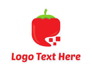 Eat - Red Digital Chili Pixel logo design