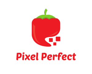 Red Digital Chili Pixel logo design