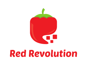 Red Digital Chili Pixel logo design