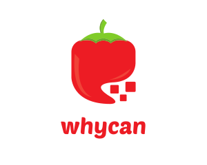 Spicy - Red Digital Chili Pixel logo design