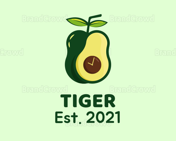 Green Avocado Clock Logo