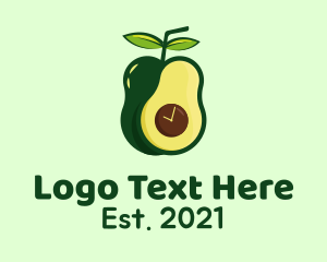 Wood - Green Avocado Clock logo design