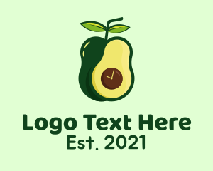 Diet - Green Avocado Clock logo design
