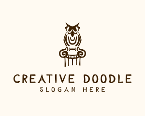 Doodle - Owl Doodle Pillar logo design