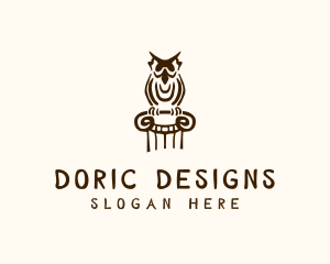 Doric - Owl Doodle Pillar logo design