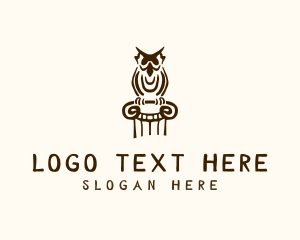 Doric - Owl Doodle Pillar logo design