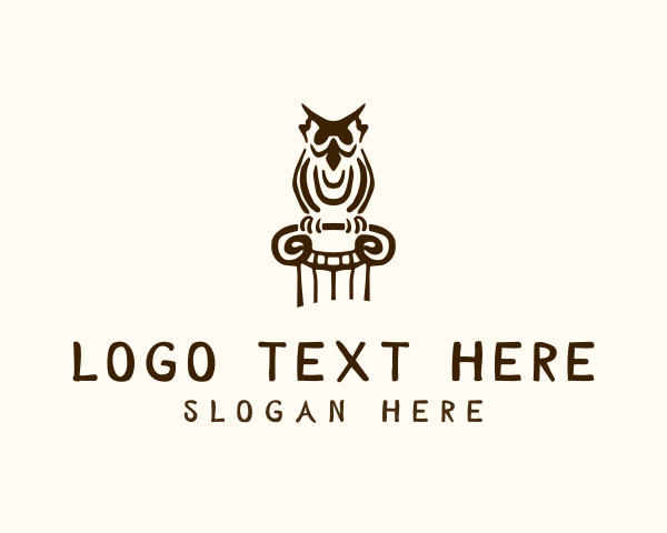 Avian - Owl Doodle Pillar logo design