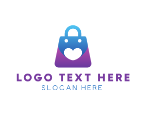 Online - Shopping Bag Love logo design