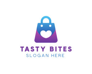 Online Shopping - Shopping Bag Love logo design