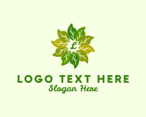 Farm - Plant Leaves Organic Farming logo design