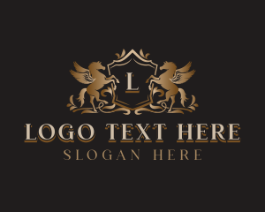 Equine - Luxury Shield Pegasus logo design