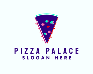 Pizza - Glitch Pizza Slice logo design