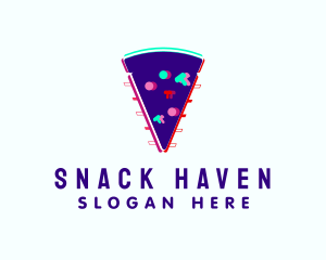 Glitch Pizza Slice  logo design