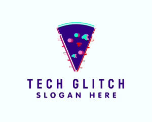 Glitch Pizza Slice  logo design