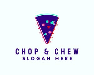 Fast Food - Glitch Pizza Slice logo design