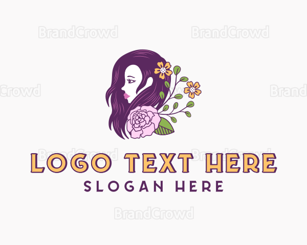 Woman Floral Hair Logo