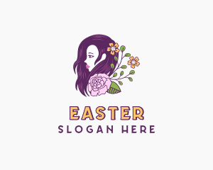 Woman Floral Hair Logo