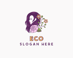Boutique - Woman Floral Hair logo design