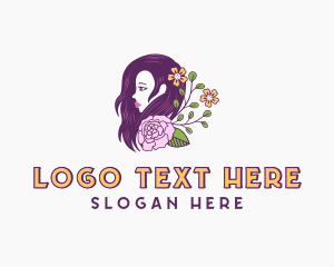 Stylist - Woman Floral Hair logo design