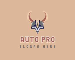 Warrior - Viking Helmet Horns logo design