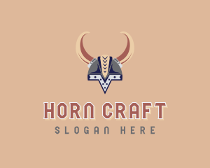 Viking Helmet Horns logo design