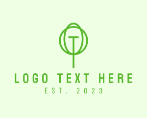 Natural - Green Tree Letter T logo design
