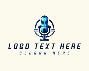 Singing - Podcast DJ Microphone logo design