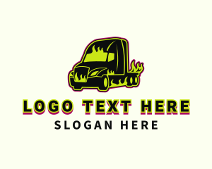 Moving Company - Flaming Trailer Truck logo design