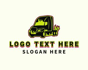 Flaming Trailer Truck Logo