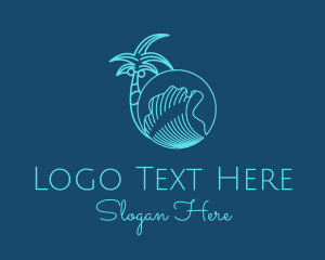 Summer - Palm Tree Water Waves logo design