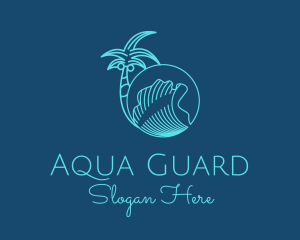 Lifeguard - Palm Tree Water Waves logo design