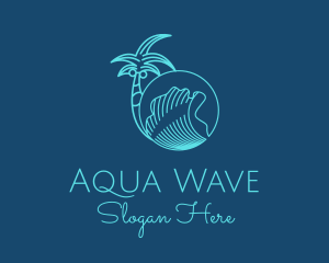 Palm Tree Water Waves  logo design