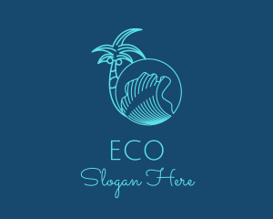 Ocean - Palm Tree Water Waves logo design