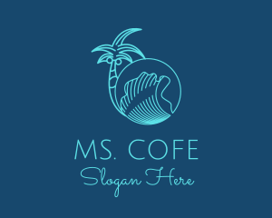 Holiday - Palm Tree Water Waves logo design